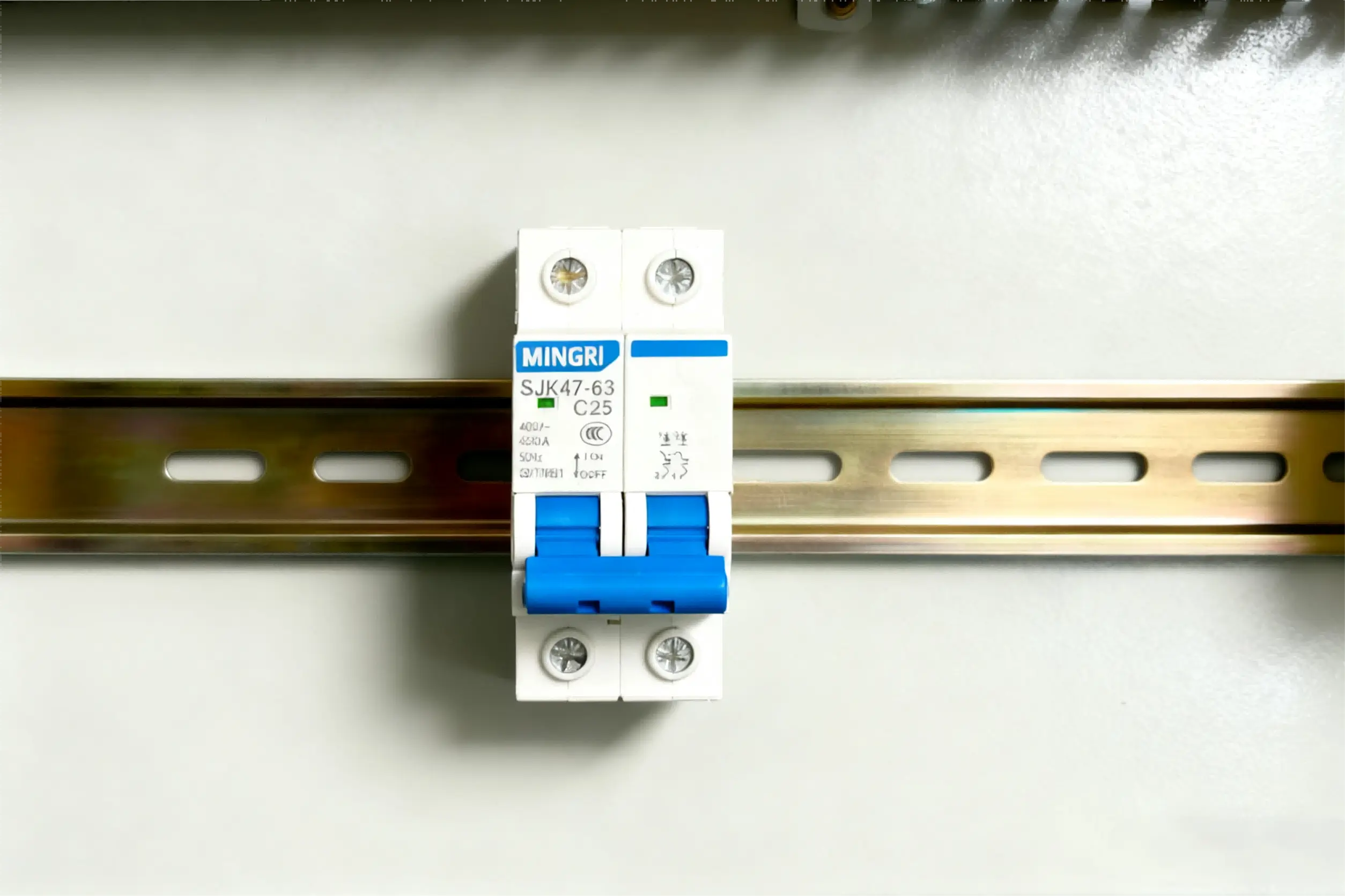 SJK47-63 MCB in a DIN rail