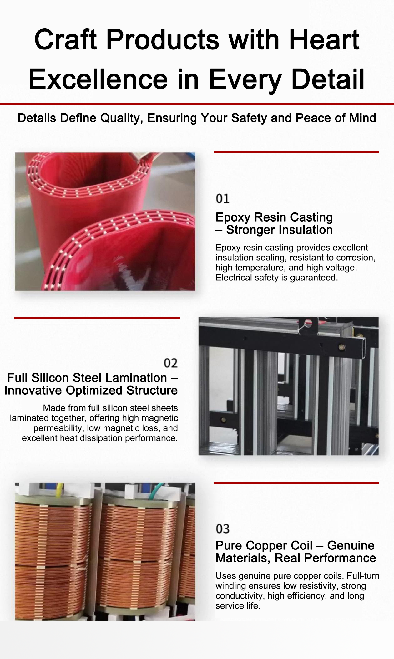 S13-M transformer core craftsmanship details epoxy resin copper coil